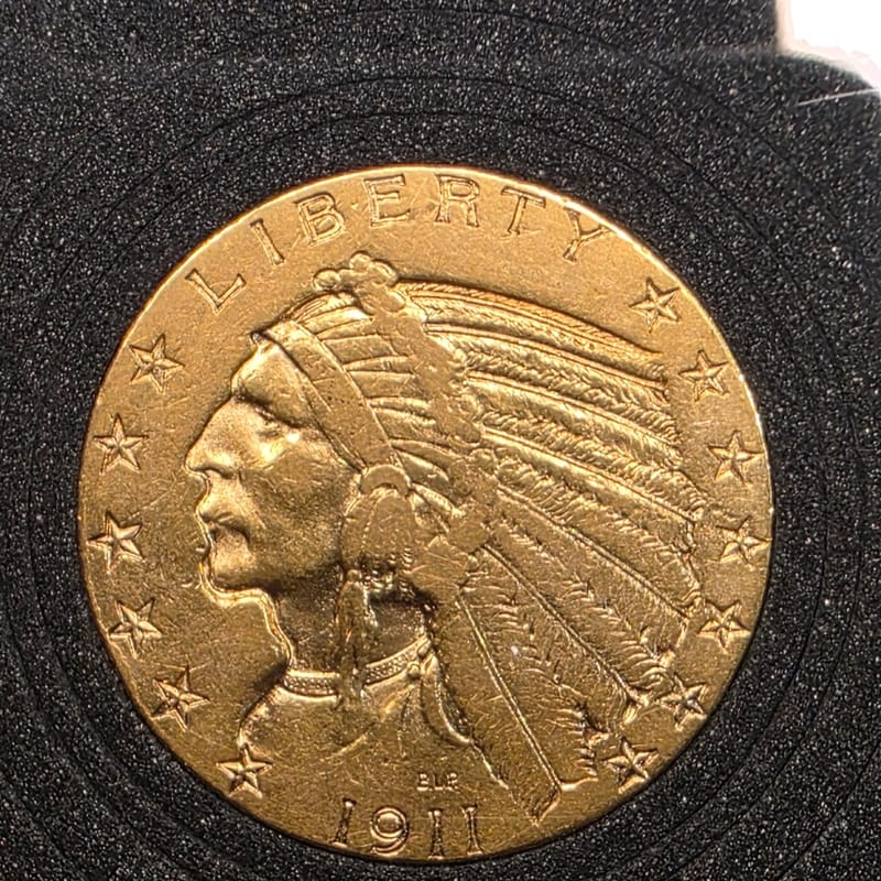 1911 Indian Head $5 Gold Half Eagle AU About Uncirculated Philadelphia
