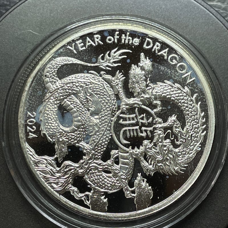 2024 1 oz silver Year of the Dragon - Asahi in cap