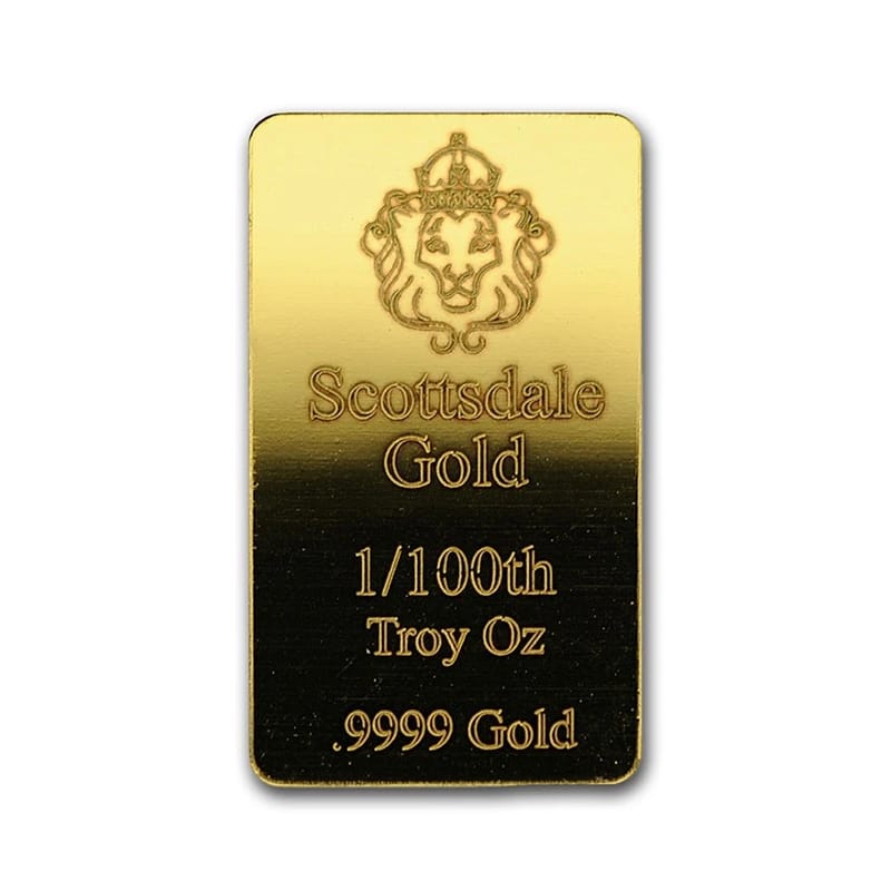 1/100 oz Scottsdale Mint Gold Bar BU From Mint