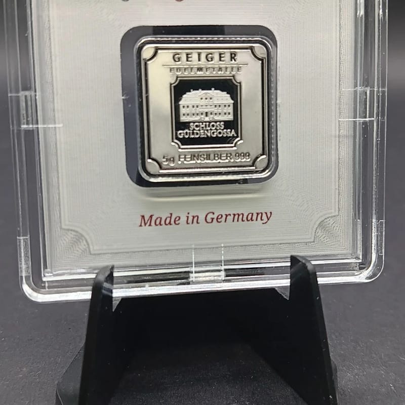 Geiger 5 Gram Premium Silver Bar Sealed In Assay
