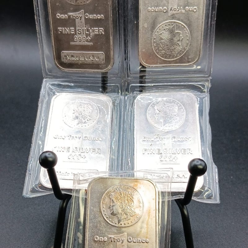 1 oz .999 Fine Silver Bar Morgan Dollar Design