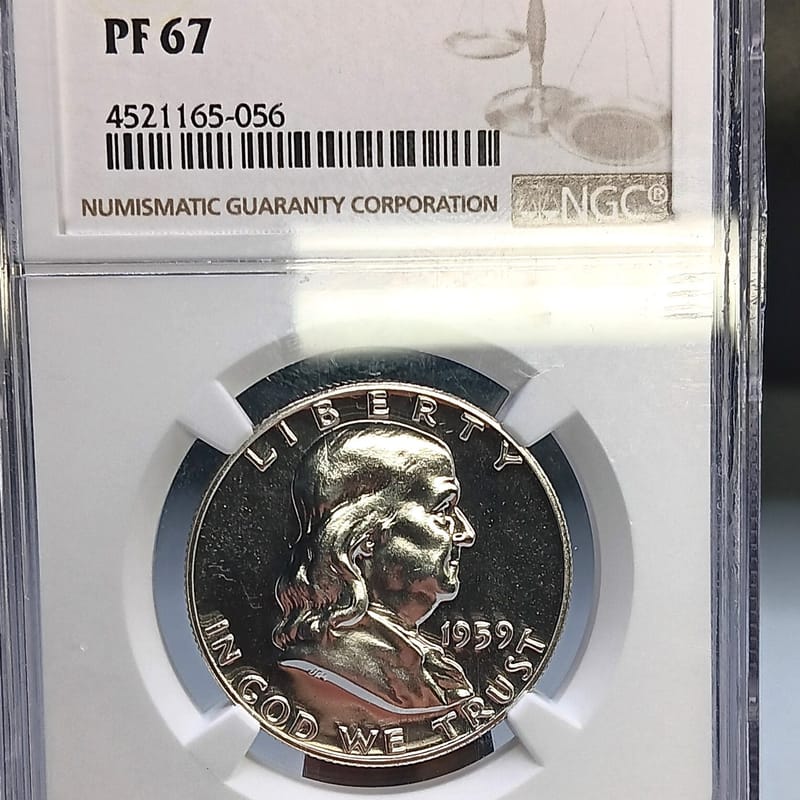 1959 Franklin Silver Half – Graded NGC PF Gem 67
