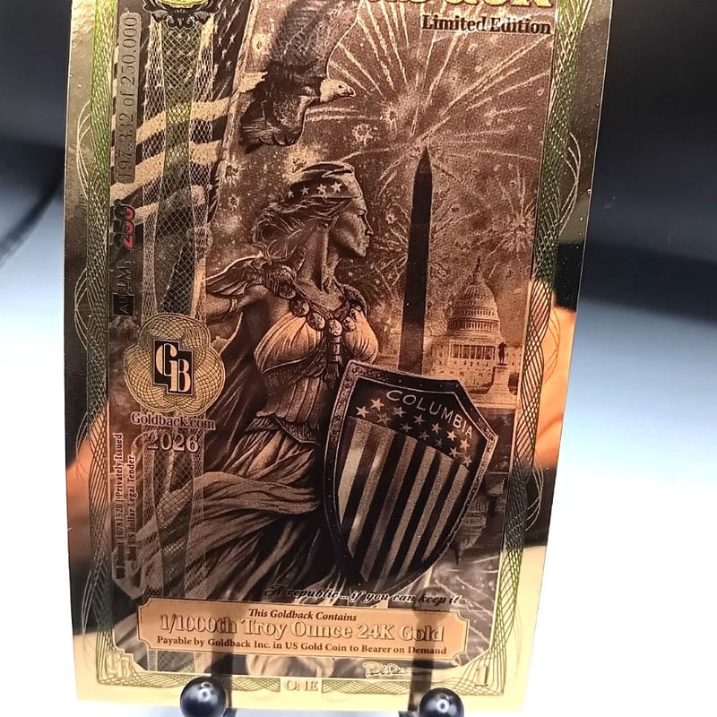 Washington D.C. 1 Goldback - Aurum Gold Foil Note 