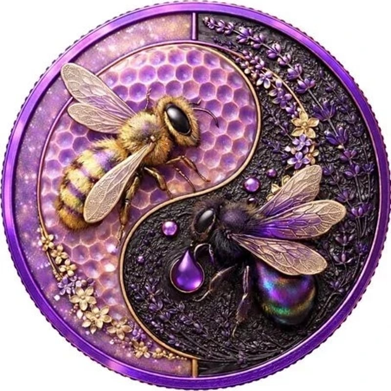 HONEY BEE Lavender flower Yin Yang 1 Oz Copper