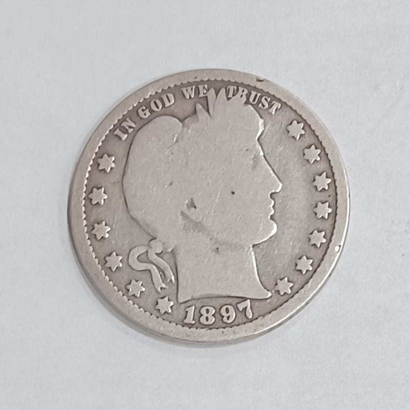 1897-P Barber Quarter 90% Silver Vintage US Coin