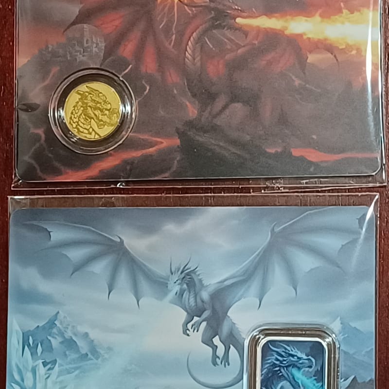 Fire & Ice Dragon 2Piece Set 1g Silver 1/1000 Gold
