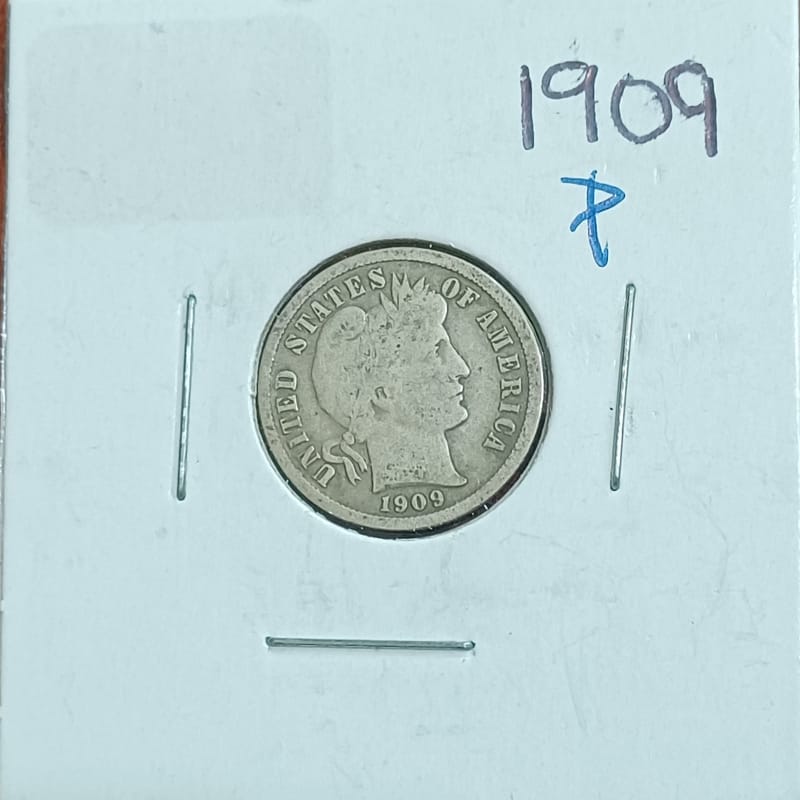 1909-P Barber Dime 90% Silver US Coin