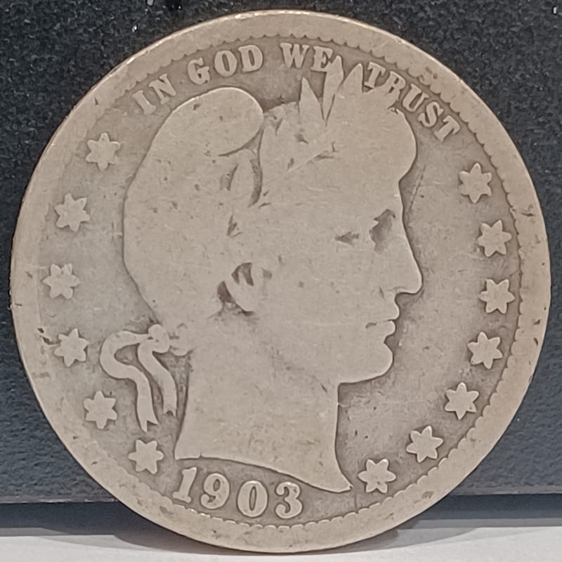 1903-P Barber Quarter 90% Silver Vintage US Coin