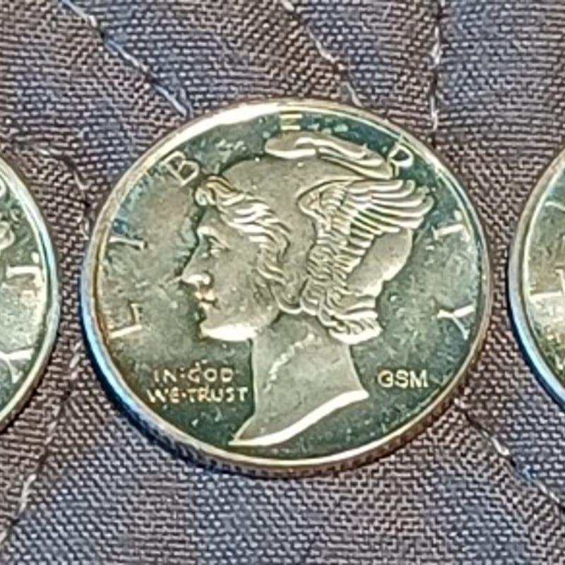 3 x 1/10 oz Silver Round Mercury Dime Golden State