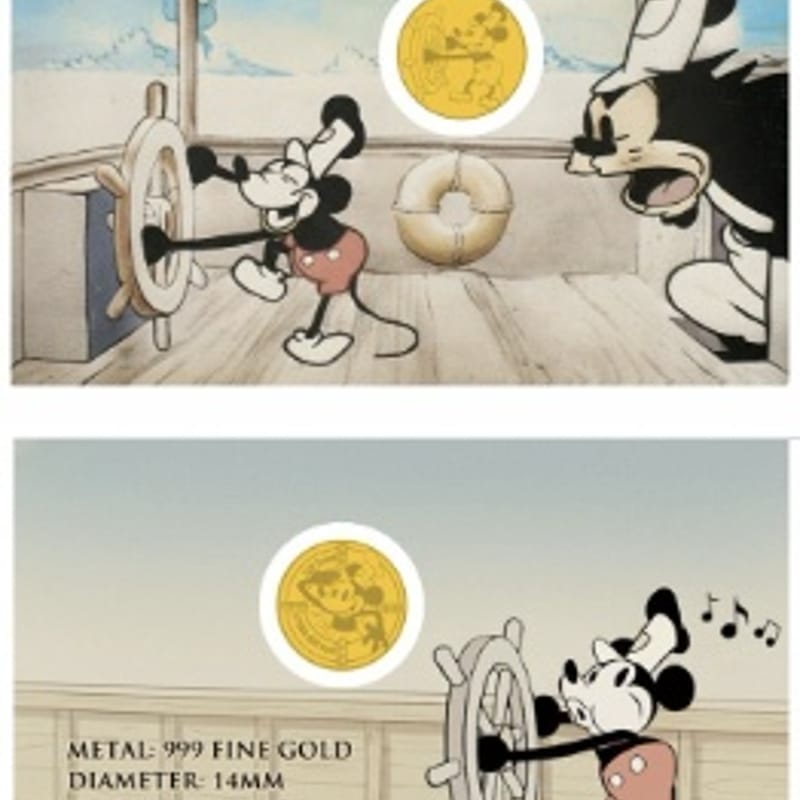 2026 Mickey Steamboat Willie 1/1000 oz Gold Round