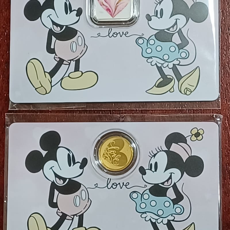 Mickey Steamboat Love 1g Silver 1/1000 oz Gold Set
