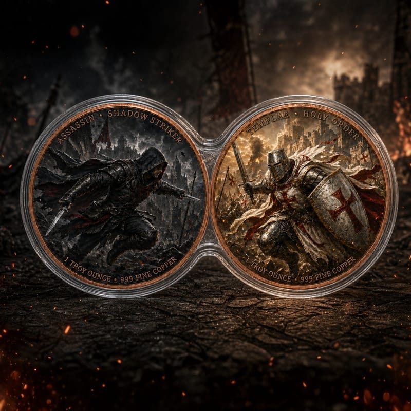 2 x 1 oz Copper Rounds Assassin v Templar Infinity