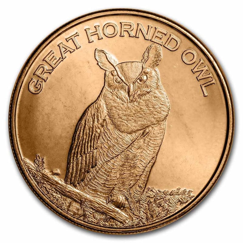 1 oz Copper Great Horned Owl