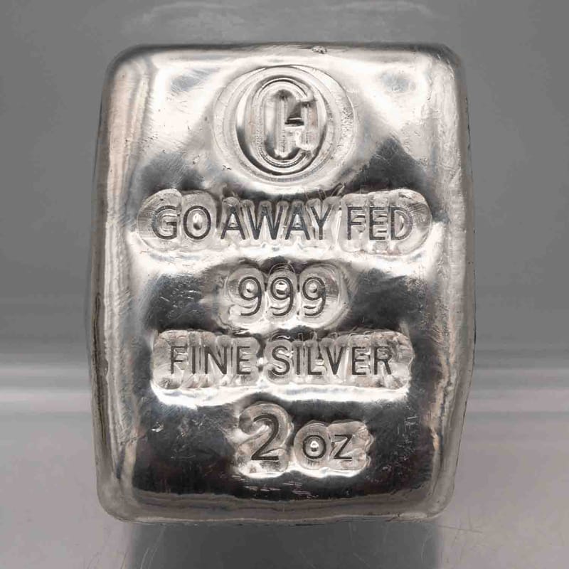 Go Away Fed Cast Poured 2oz Silver Bar
