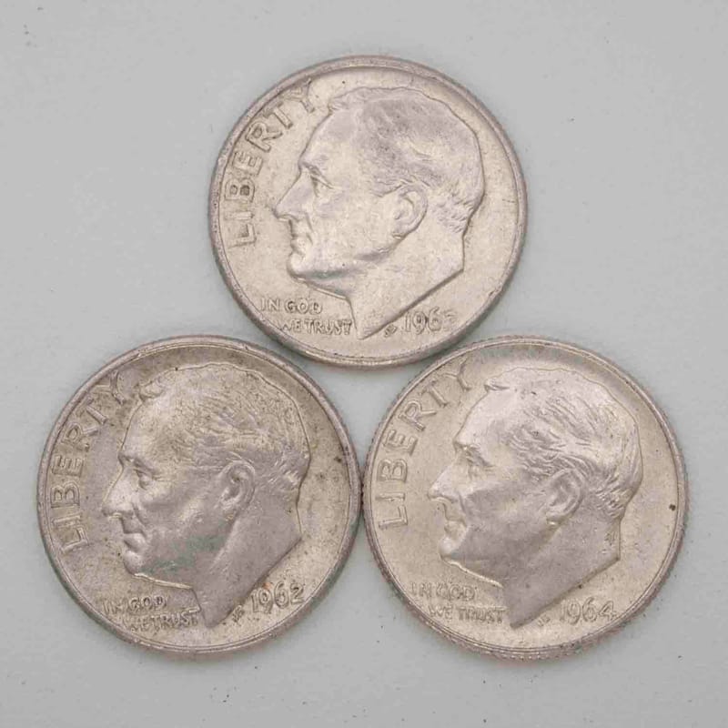 SPOT Random Year Lot Of 3 Roosevelt Silver Dimes 