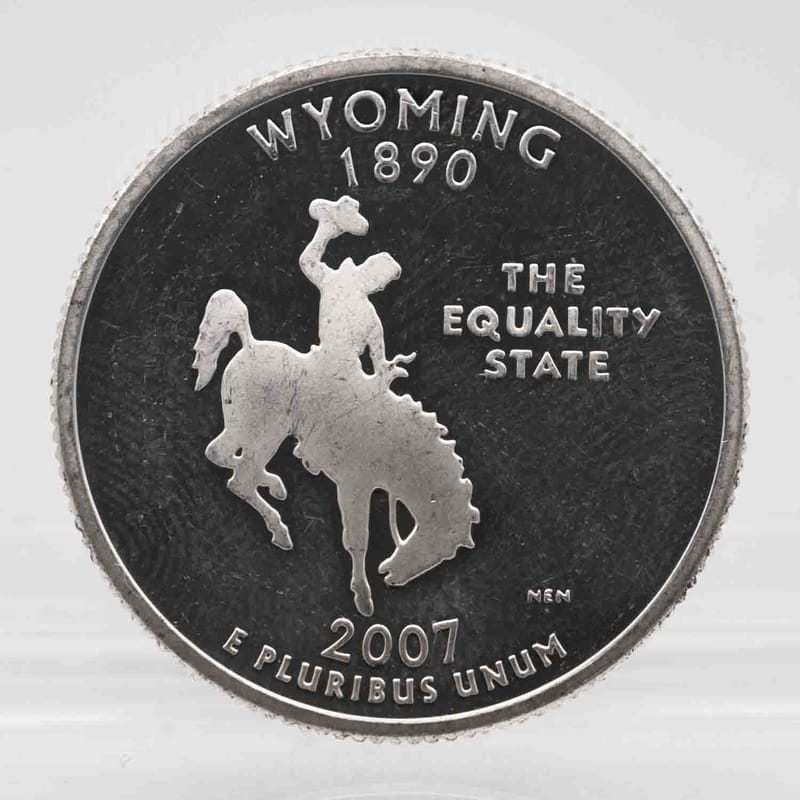 2007 Wyoming Proof Silver Quarter 90%