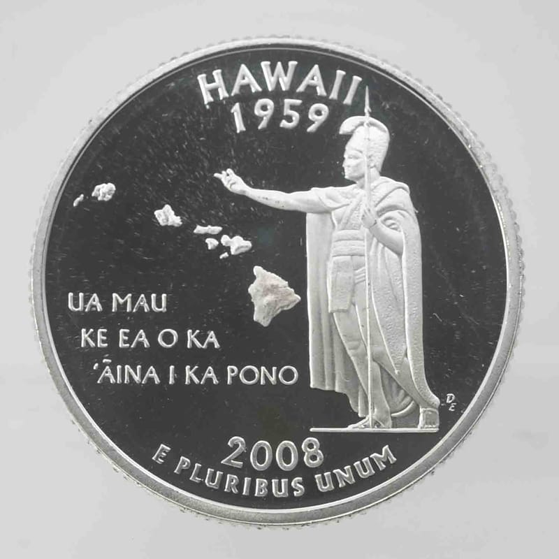 2008 Hawaii Proof Silver Quarter 90%