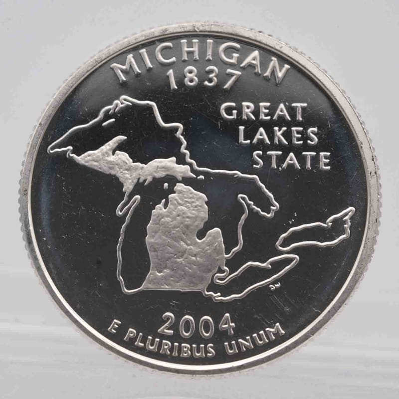 SPOT 2004 American Proof Silver Quarter Michigan