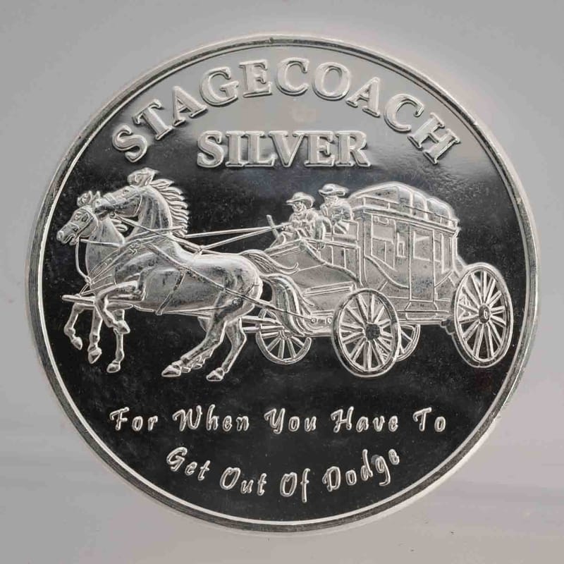 Vintage Stagecoach Divisible 1oz Silver Round