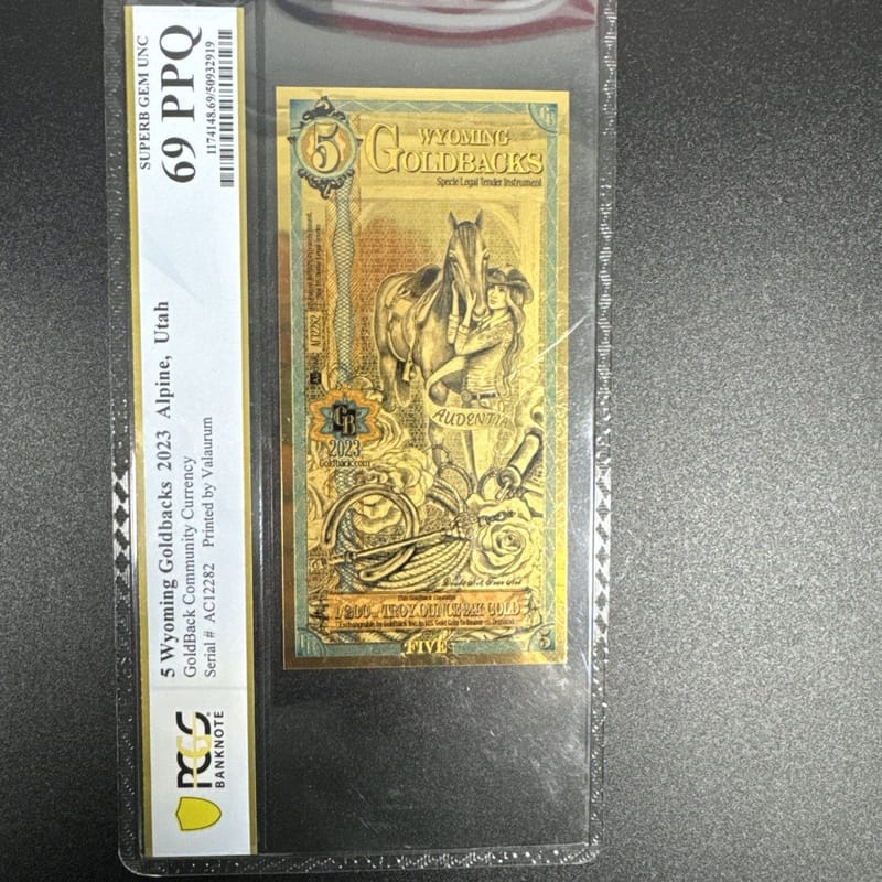 2023 Wyoming 5 Goldback PCGS 69 PPQ