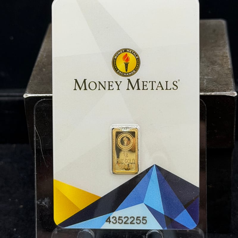 Money Metals 1 gram  .999 Fine Gold Bar