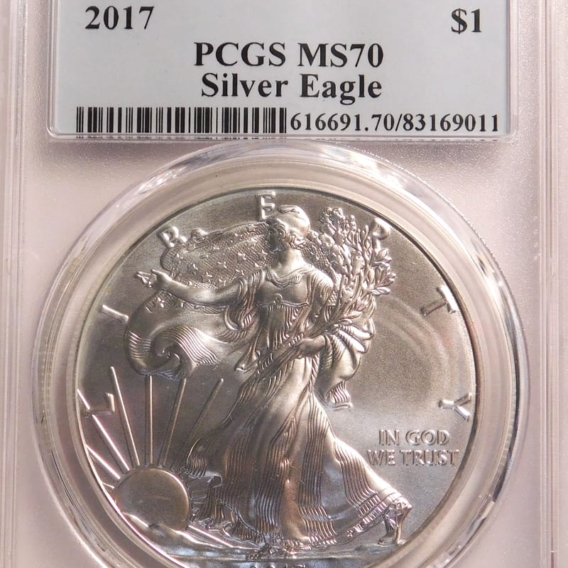 2017 Silver Eagle S$1 PCGS MS70 GEM BU .999 Silver