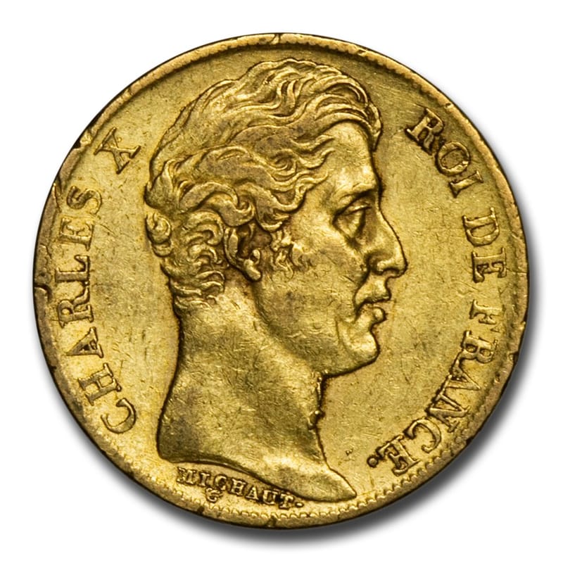 France 90% Gold 20 Francs - Charles X 1825-1830